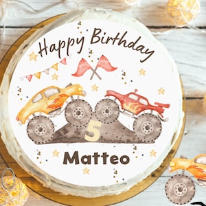 ケーキトッパー フォンダン 誕生日 子供 砂糖絵 女の子 男の子 モンスタートラック モンスタートラック レースカー