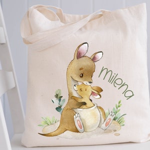 Sac de sport, sac de sport, sac en jute, sac en jute avec nom, sac à langer, maman et bébé kangourou personnalisés