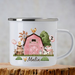 Enamel mug enamel mug cup mug with name personalized farm farm animals