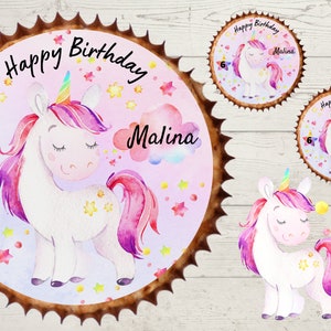 Muffin Topper Cupcake Muffin Muffins Fondant Birthday Child Sugar Image Girl Unicorn Glitter