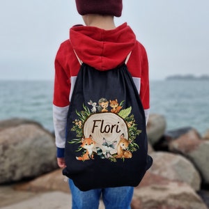 Sac de sport sac de sport avec nom personnalisé animaux de la forêt renard cerf hérisson lapin raton laveur