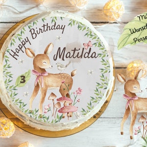 Cake topper fondant birthday child sugar picture girl boy deer