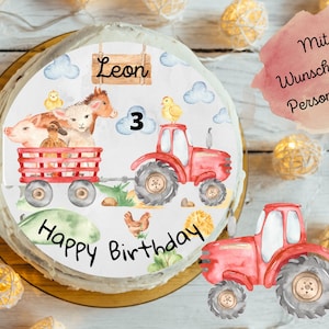 Cake topper fondant birthday child sugar picture girl boy tractor tractor