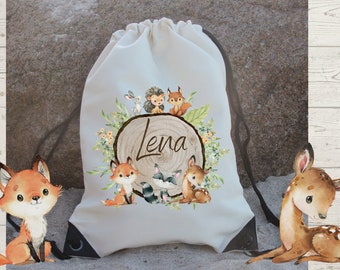 Sac de sport sac de sport avec nom personnalisé animaux de la forêt renard cerf lapin