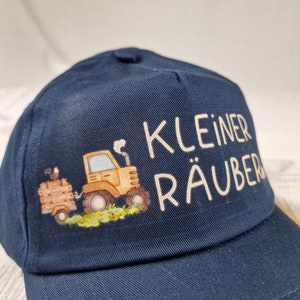 Cap Kinder Personalisiert mit Name Sonnenschutz Kleiner Räuber Traktor Bild 3