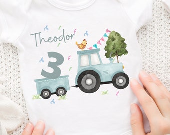 Ironing image personalized with desired name and age tractor tractor farm farm animals