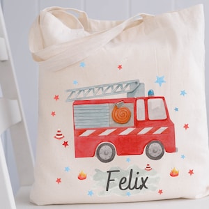 Sac de sport pompiers avec nom – sac de sport personnalisé enfants – sac pompier garderie école – cadeau pour changer de vêtements