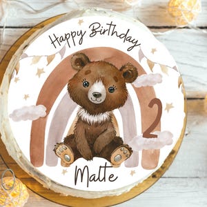 Cake Topper Fondant Birthday Child Sugar Image Girl Boy Rainbow Bear Children&#39;s Birthday Cake Decoration Cake Topper Birthday Cake