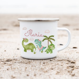 Enamel mug with name personalized Dino Dinosaur