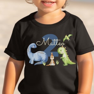 T-Shirt Geburtstagsshirt personalisiert Geburtstagskind Geburtstag Junge Mädchen Dinosaurier Dino Tyrannosaurus Bild 1