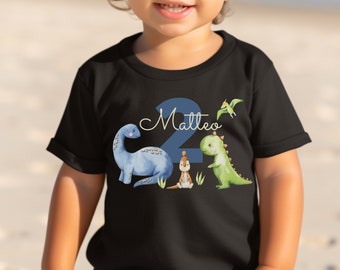 T-Shirt Geburtstagsshirt personalisiert  Geburtstagskind Geburtstag Junge Mädchen Dinosaurier Dino Tyrannosaurus