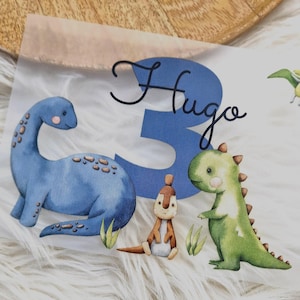 Strijkpatch met gewenste naam en leeftijd gepersonaliseerde Dino Dinosaur T-Rex