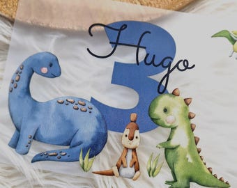 Iron-on patch with desired name and age personalized Dino Dinosaur T-Rex