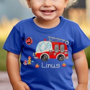 Personalized Fire Department Birthday Shirt – T-Shirt with Name & Number – Children&#39;s Birthday Boy Girl – Firefighter Gift