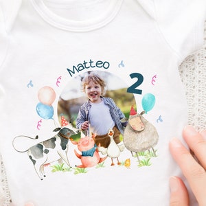 Ironing image with desired name and age personalized with photo fox birthday shirt farm farm animals