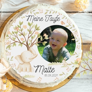 Cake topper for baptism with photo tree of life fondant baptism child sugar image girl boy elephant