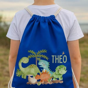 Sac de sport Dino avec nom – sac de sport personnalisé pour enfants – cadeau pour l'école maternelle – motif dinosaure