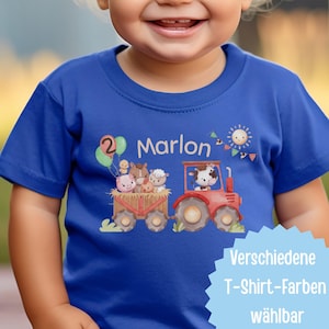 Tractor birthday shirt personalized with name & number – farm T-shirt with animals for boys and girls – desired number possible