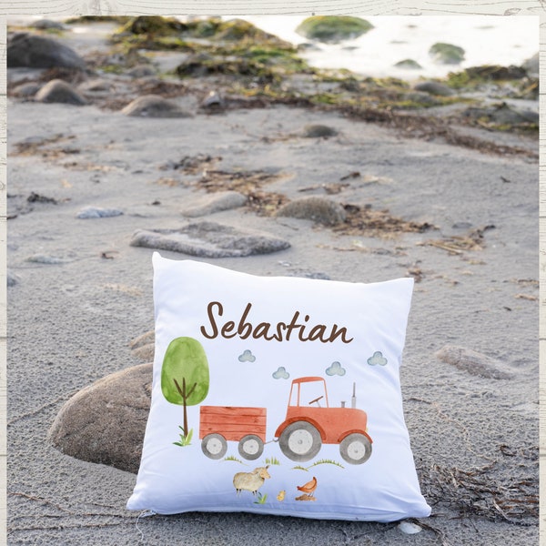 Pillowcase pillow with name personalized customized tractor tractor farm