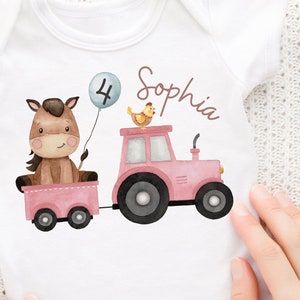 Ironing image personalized with desired name and age tractor tractor farm farm animals