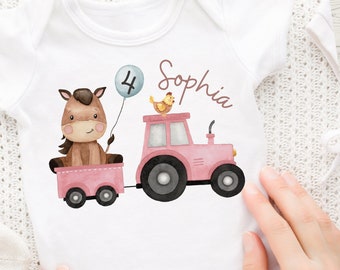 Ironing image personalized with desired name and age tractor tractor farm farm animals