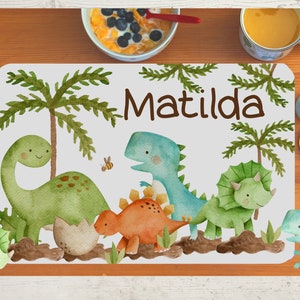 Set de table avec nom enfant garçon fille textile dinosaure dinosaure T-Rex