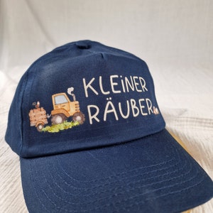 Cap Kinder Personalisiert mit Name Sonnenschutz Kleiner Räuber Traktor Bild 2