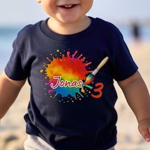 Birthday shirt with name & number – color splash shirt children&#39;s birthday – personalized T-shirt boy girl – 1-6 years