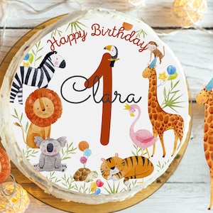 Cake Topper Fondant Birthday Child Sugar Image Girl Boy Lion Elephant Jungle