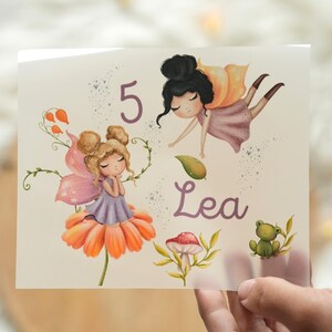 Immagine termoadesiva fata elfo personalizzata con nome ed età – maglietta compleanno bambina – termoadesiva A5 A4 – per 1° – 5° compleanno – festa a tema per bambini