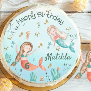 Cake Topper Fondant Birthday Child Sugar Image Boy Girl Mermaid