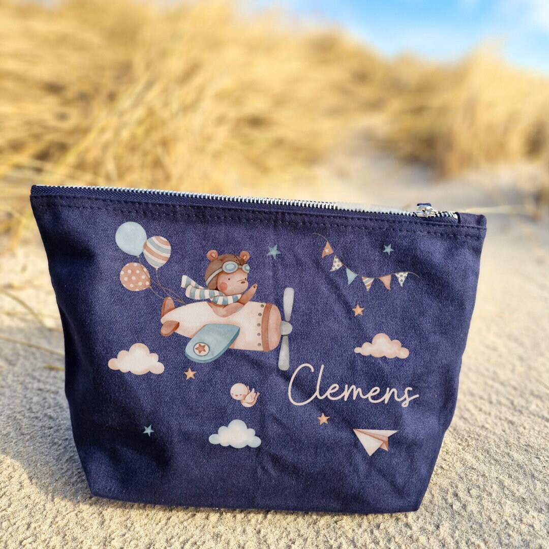 Wickeltasche mit Namen personalisiert Kulturbeutel Waschbeutel Wal