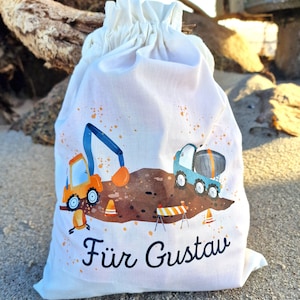 Gift bag gift bag personalized with name for birthday excavator wheel loader construction site construction worker
