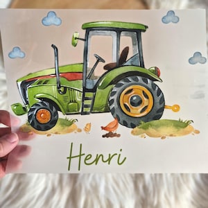 Toppa termoadesiva trattore verde con nome – toppa termoadesiva per compleanno per maglietta per bambini – motivo personalizzato per festa in fattoria