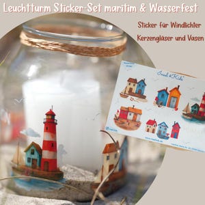 Leuchtturm Sticker Set – maritim & wetterfest – Aufkleber für Windlichter, Gläser und Sommerdeko