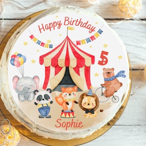 Cake topper fondente compleanno bambino zucchero immagine ragazza ragazzo leone elefante giungla circo animali da circo tenda da circo leone elefante orso