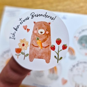 Sticker Affirmationen Kinder – Boho Bär Motiv – wasserfest & spülmaschinenfest – für Einschulung, Brotdose, Flasche und Schulstart