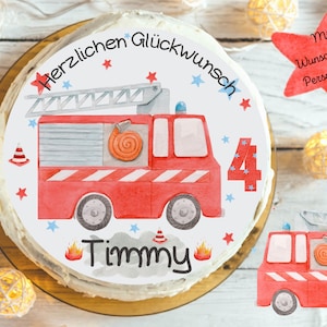 Cake Topper Fondant Birthday Child Sugar Image Girl Boy Fire Brigade