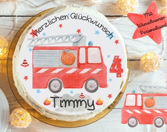 Cake topper fondant anniversaire enfant sucre image fille garçon pompiers