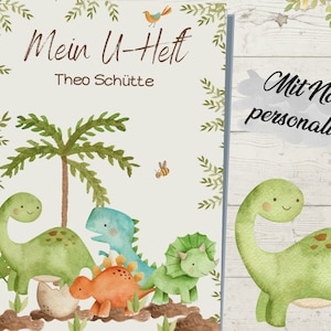 Beschermhoes voor U-boekje kinderdinosaurusonderzoeksboekje met vak voor vaccinatiebewijs en ziektekostenverzekeringskaart