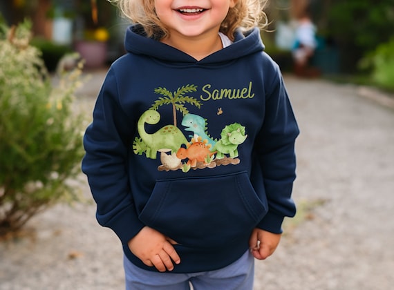 Felpa con cappuccio personalizzata per bambini maglione con cappuccio dinosauro Dino T Rex Etsy Italia
