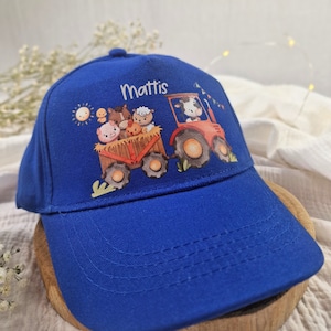 Cap Children Personalized with Name Sun Protection Tractor Farm
