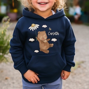 Hoodie personalized children&#39;s sweater hoodie forest animals bear flower