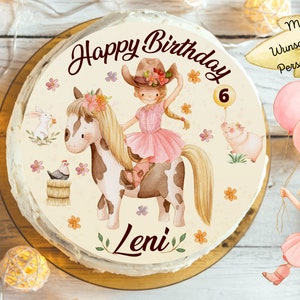 Cake topper fondant birthday child sugar image girl boy horse pony rider horse girl