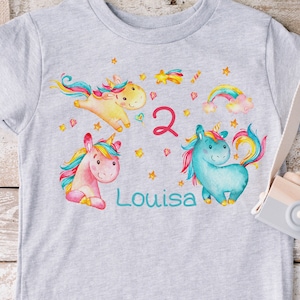 Ironing image personalized with desired name and age birthday shirt unicorn rainbow stars