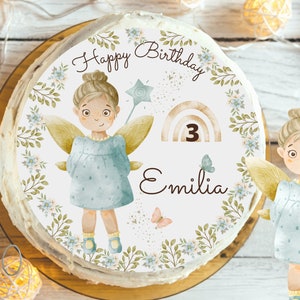 Cake topper fondant anniversaire enfant sucre image fille garçon fée elfe