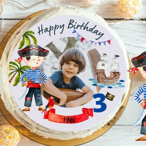 Tortenaufleger mit Foto Fondant Geburtstag Kind Zuckerbild Mädchen Junge Pirat Piratengeburtstag