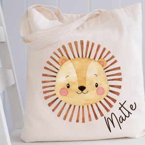 Sac de sport avec nom – sac pour changer de vêtements – personnalisé pour la crèche et la maternelle – motif lion Boho