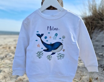 Pull sweat pull personnalisé enfant pull bébé pull baleine sous l'eau