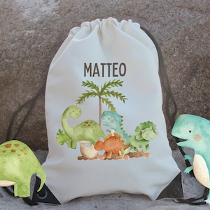 Sac de sport, sac de sport, sac à cordon avec nom personnalisé dinosaure dinosaure